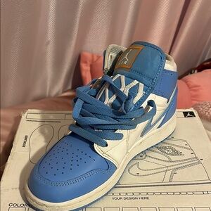 Jordan Blue and White High-Top Sneakers